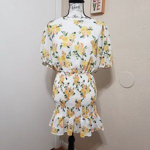 Yellow Roses Summer Mini Dress By Flying Tomato Size Large